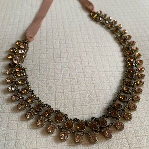 J.Crew copper & bronze bejeweled ribbon necklace